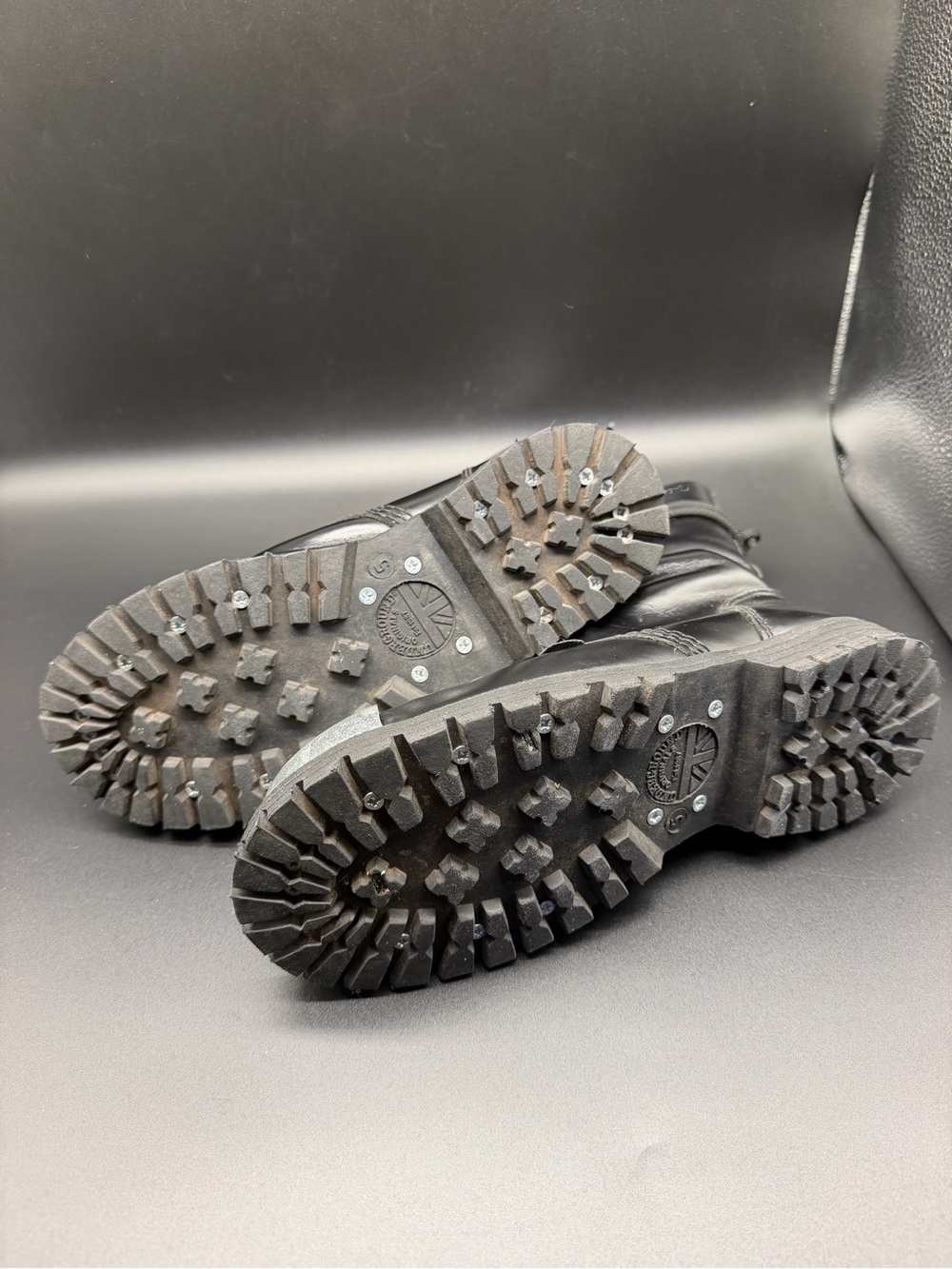Underground Black Combat Boots with Silver Steel Toe - Picture 4 of 6